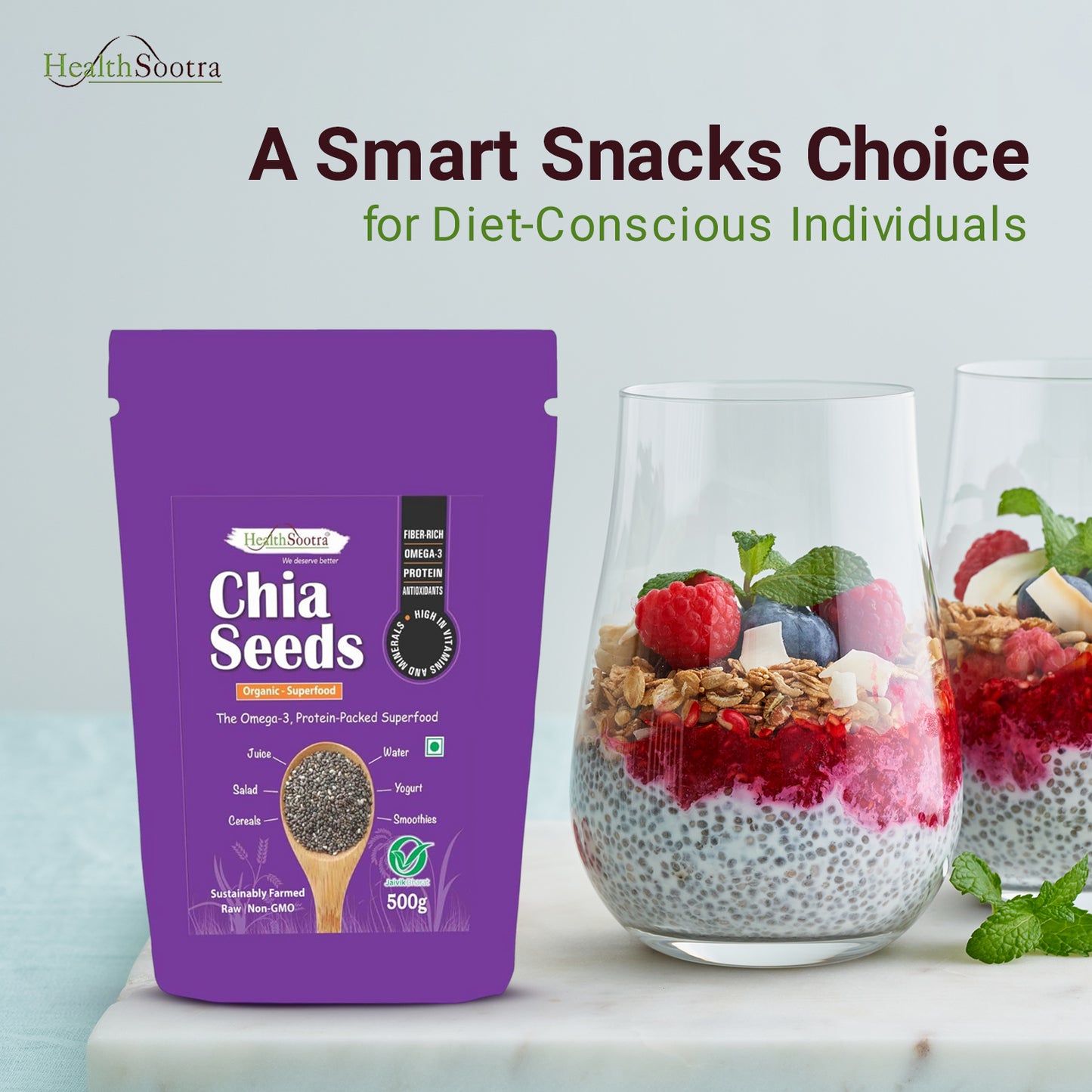 Raw Chia Seeds | 100% Organic, High Protein & Fiber Rich Superfood for Weight Management (pack size 200g)