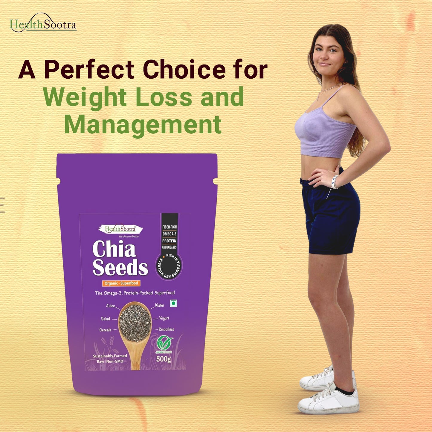 Raw Chia Seeds | 100% Organic, High Protein & Fiber Rich Superfood for Weight Management (pack size 200g)