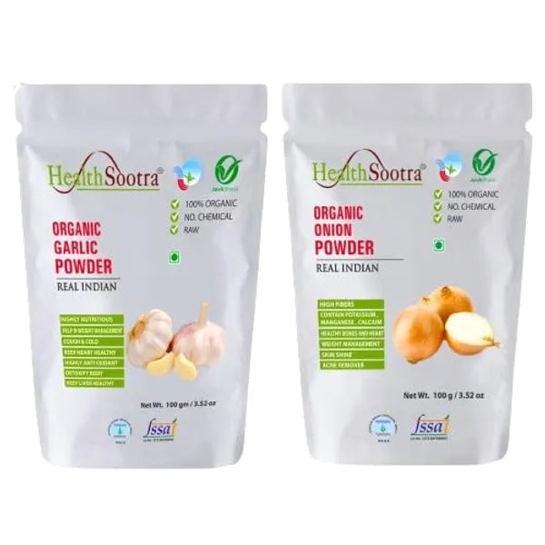 Organic Garlic & Onion Powder Combo 100g Each | Healthy | Spices | Instant Flavor, Additive Free, No Preservatives