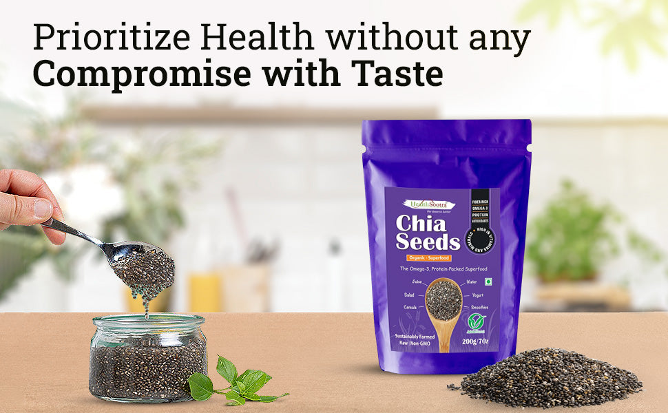 Raw Chia Seeds | 100% Organic, High Protein & Fiber Rich Superfood for Weight Management (pack size 200g)