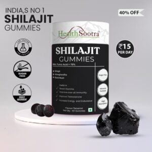 Healthsootra Sugar Free Himalayan Shilajit Gummies 200 mg With Fulvic Acid Above 70% & Ashwagandha, Black Muesli & Other Herbs