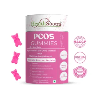 Healthsootra PCOS Gummies with ideal 40:1 ratio myo-inositol & D-Chiro Inositol |With goodness of B12 and folic acid | Hormonal Imbalance | Boost Metabolism |Painful Cramps